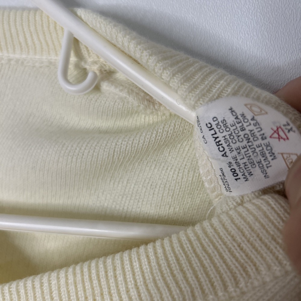 Jantzen Ivory Knit Acrylic‎ V-Neck Sweater Men's Size XL Made in USA VTG Holiday - Picture 5 of 8